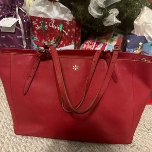 Tory Burch large tote worn!